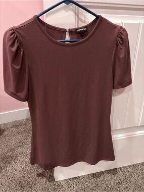 Express Women's Dusty Mauve Puff Sleeve Tee